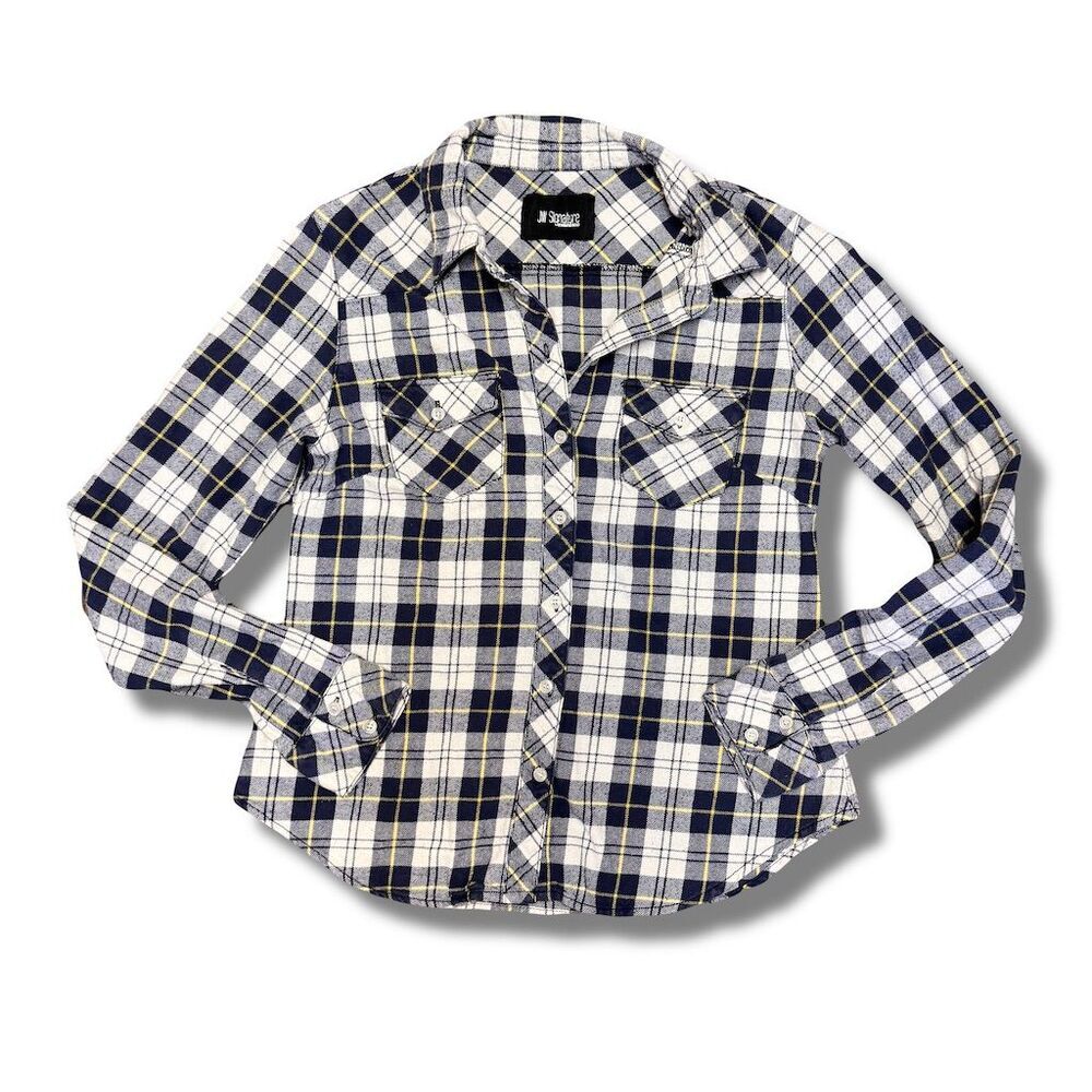 JW Signatures M Plaid Flannel Button-Down Shirt Multicolor